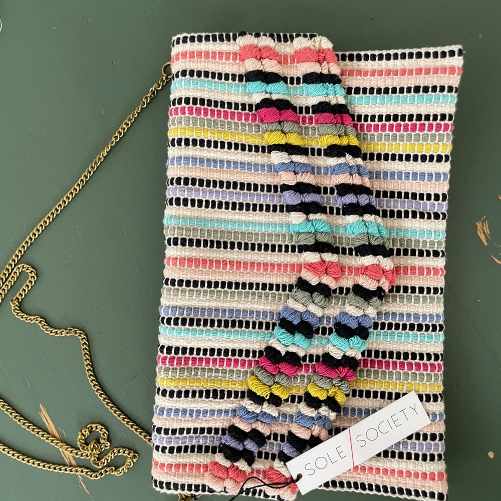 Sole Society Multicolor Woven Clutch